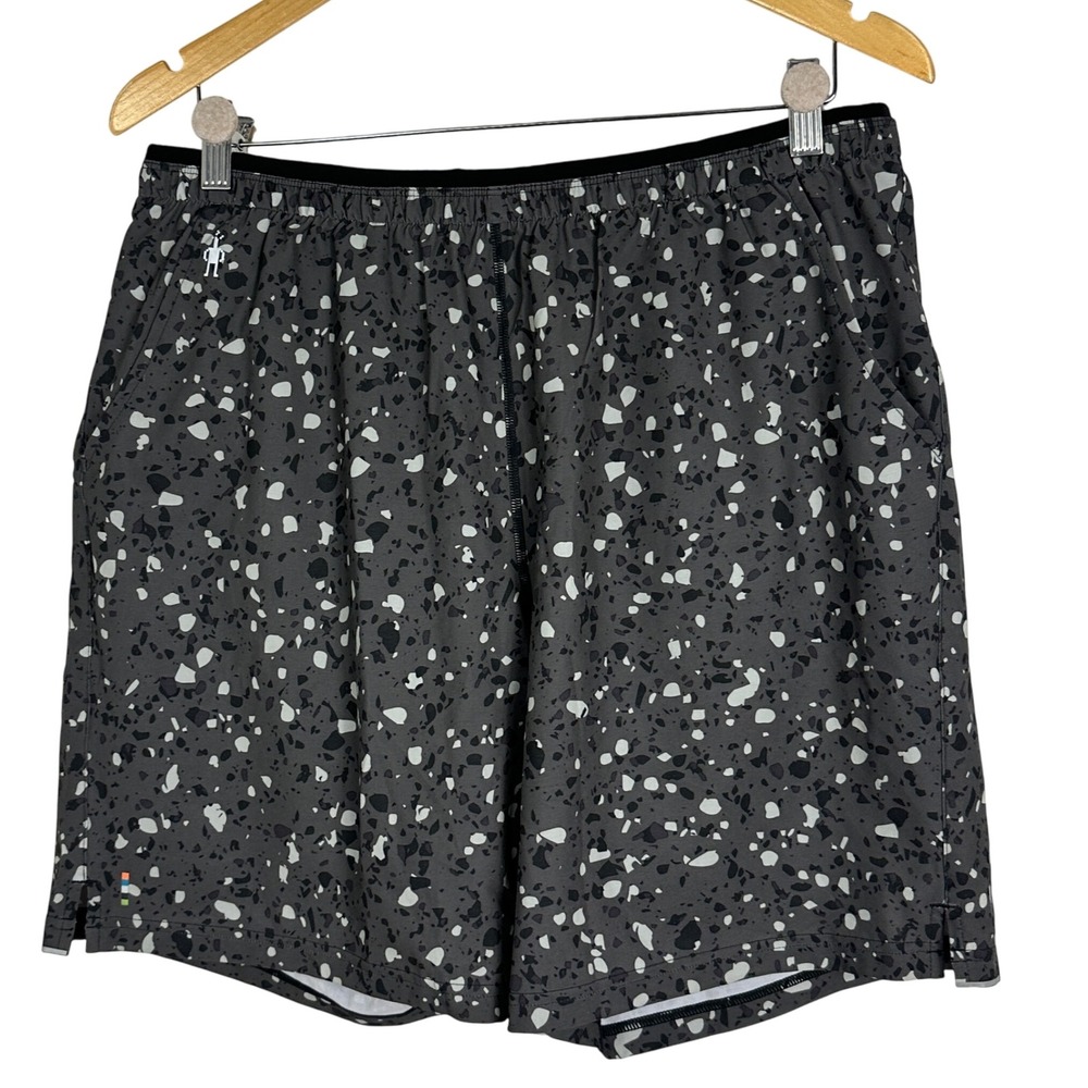 Smartwool Mens Merino Sport Lined Shorts Size Large Grey Black Printed SW106558‎